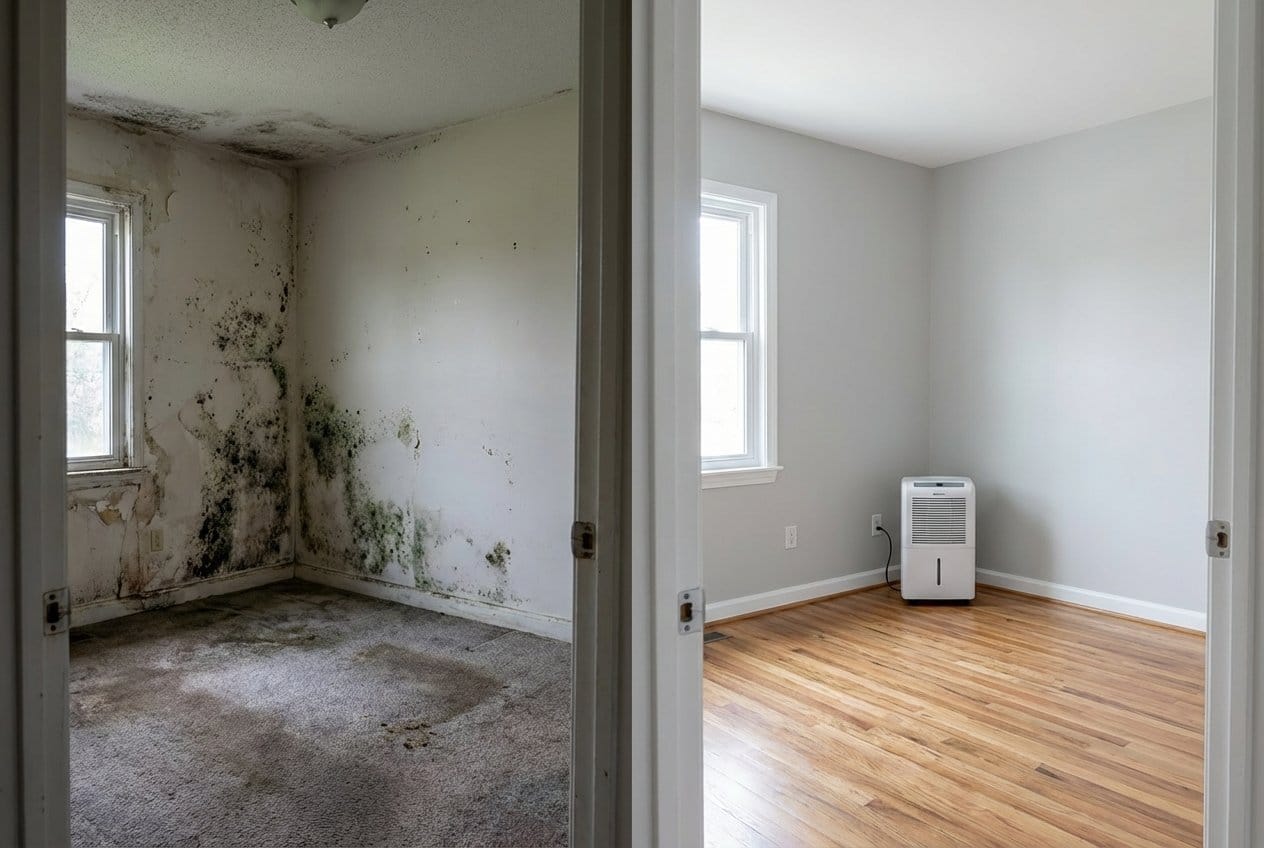 Englewood Mold Removal bedroom restoration before and after in Englewood